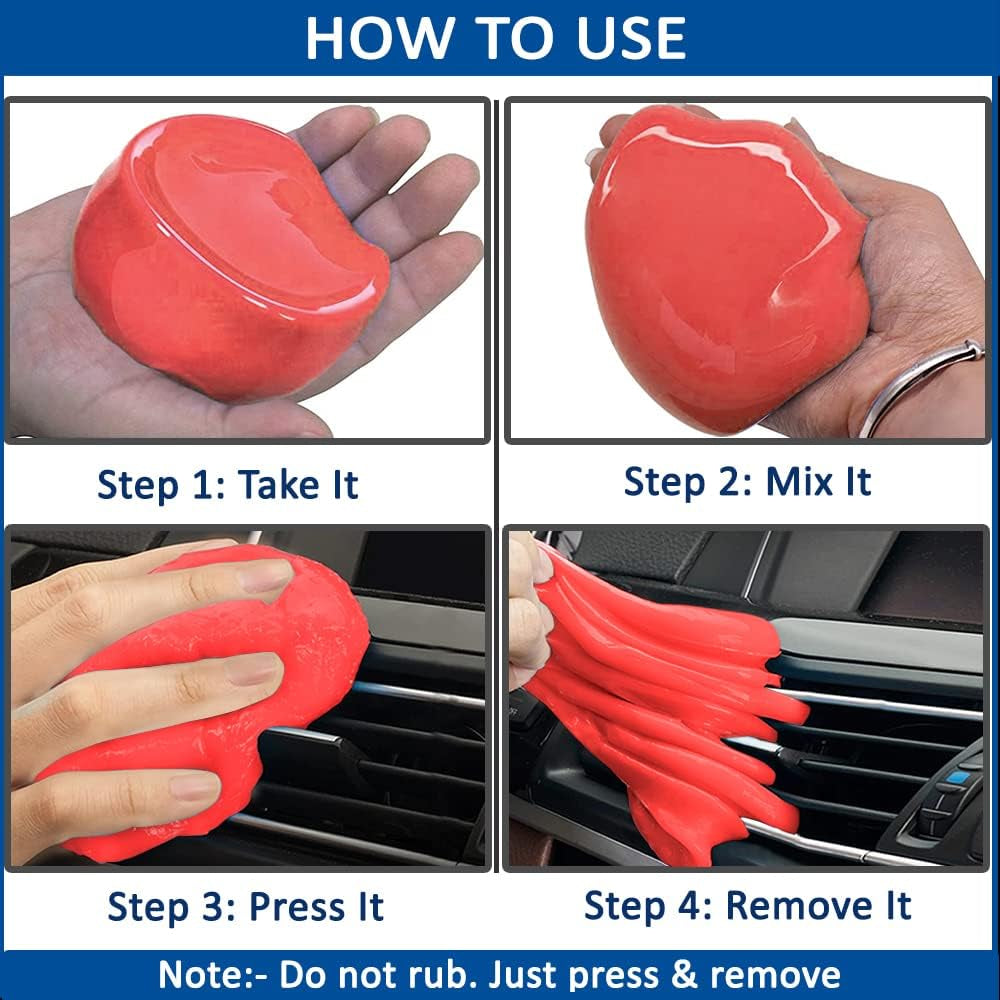 7 Oz/200 Gm Red Multipurpose Scented Reusable Automotive Car Interior Dust Cleaner Cleaning Gel Putty Slime Goop Detailing Kit Supplies for Car Accessories Laptop Keyboard Cleaner Cleaning Gel