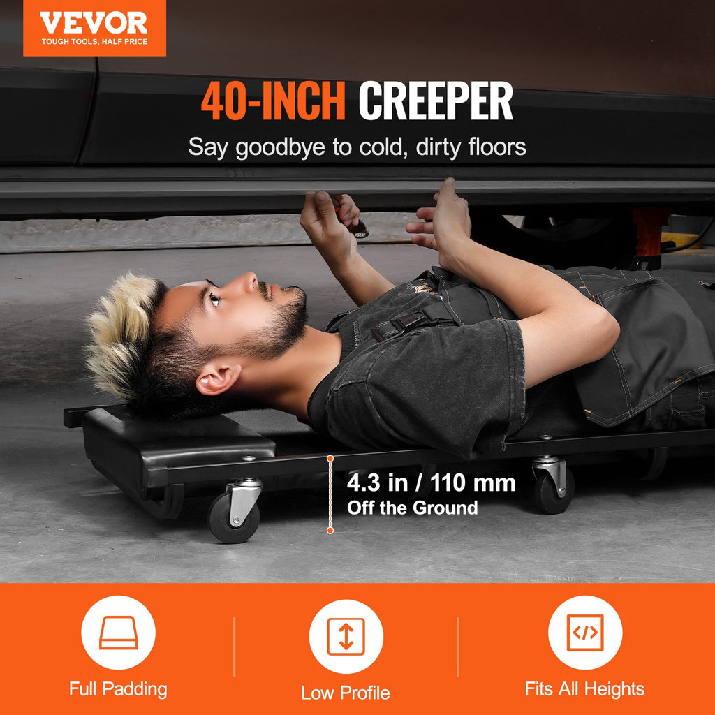 40 in Mechanic Garage Creeper 300 Lbs Capacity Automotive Rolling Creeper