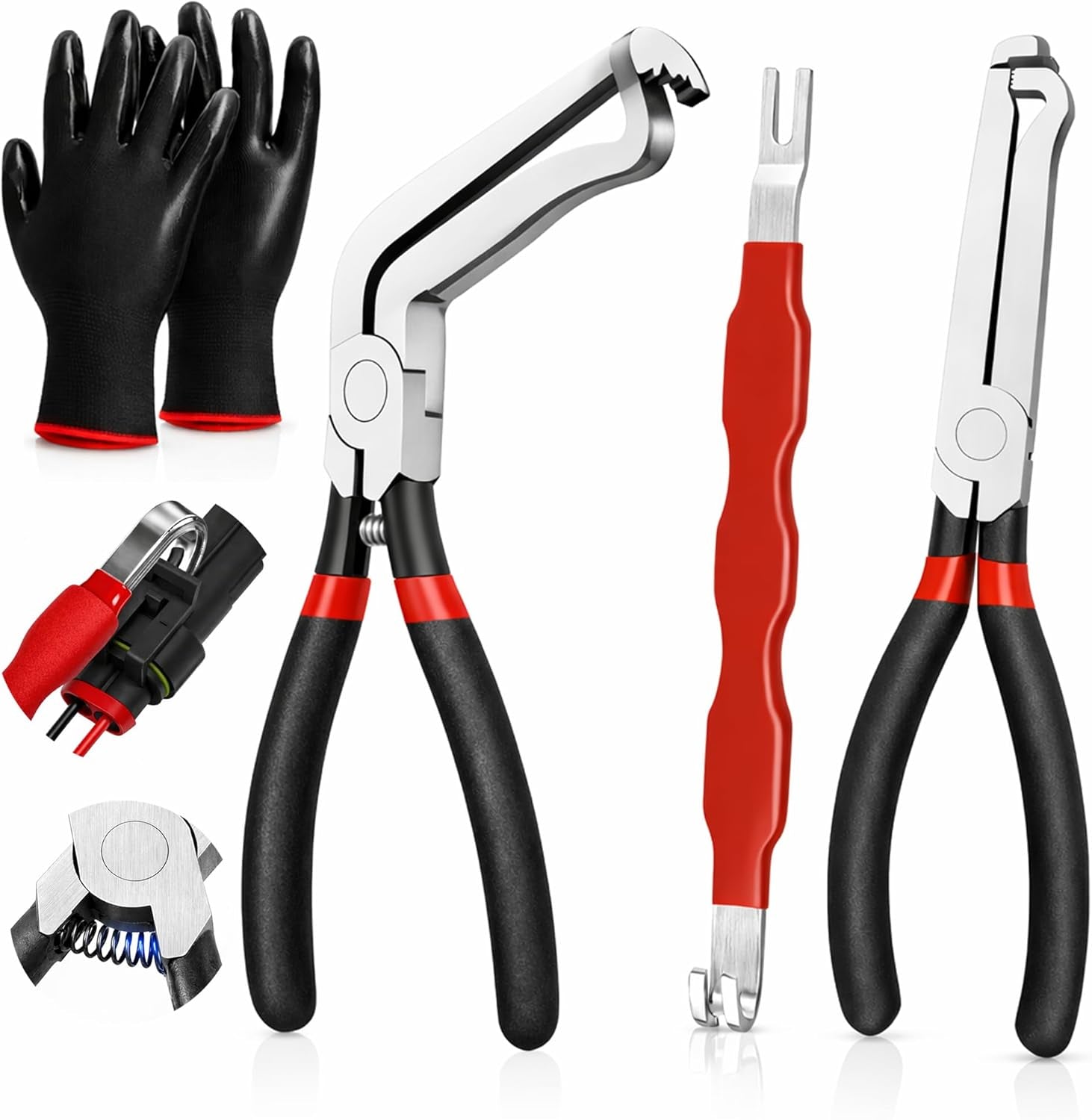 Automotive Electrical Disconnect Pliers Kit, Auto Repair Plier, 37960/37980/13120, 8In Automotive Tools Electrical Connector Pliers, Automotive Tools for Push Tab Style Plugs