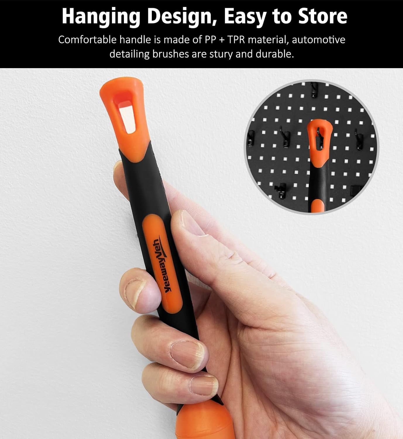 3Pcs Car Detailing Brush Set, Boars Hair Detailing Brushes, Ultra Soft Detail Brush for Air Vent Leather Seat, Scratch Free Car Detailing Brushes for Interior Exterior, Orange
