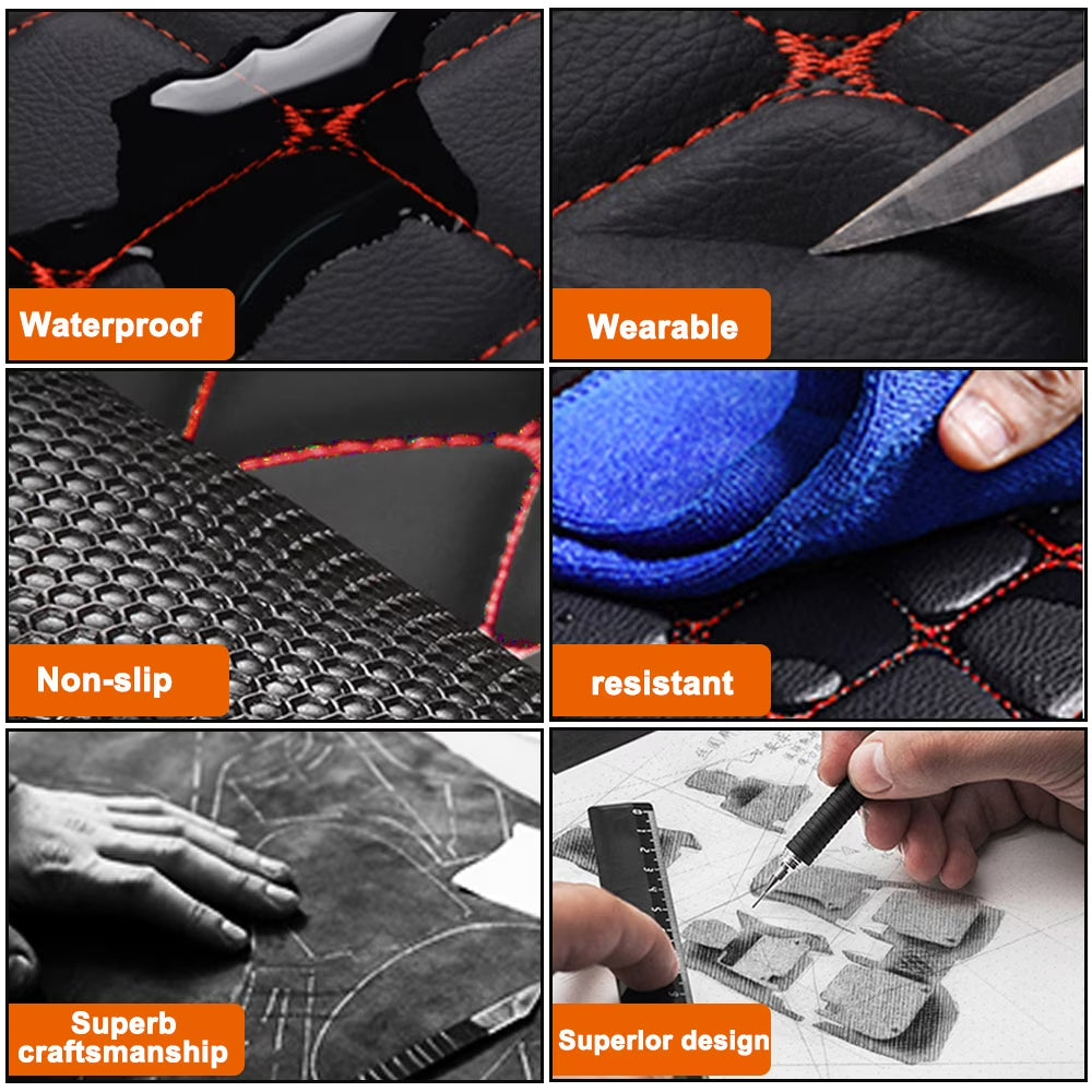 Car Floor Mats for Hyundai for Accent Full Coverage Auto Floor Mats All Weather Luxury Floor Liners Black and Red 5PCS