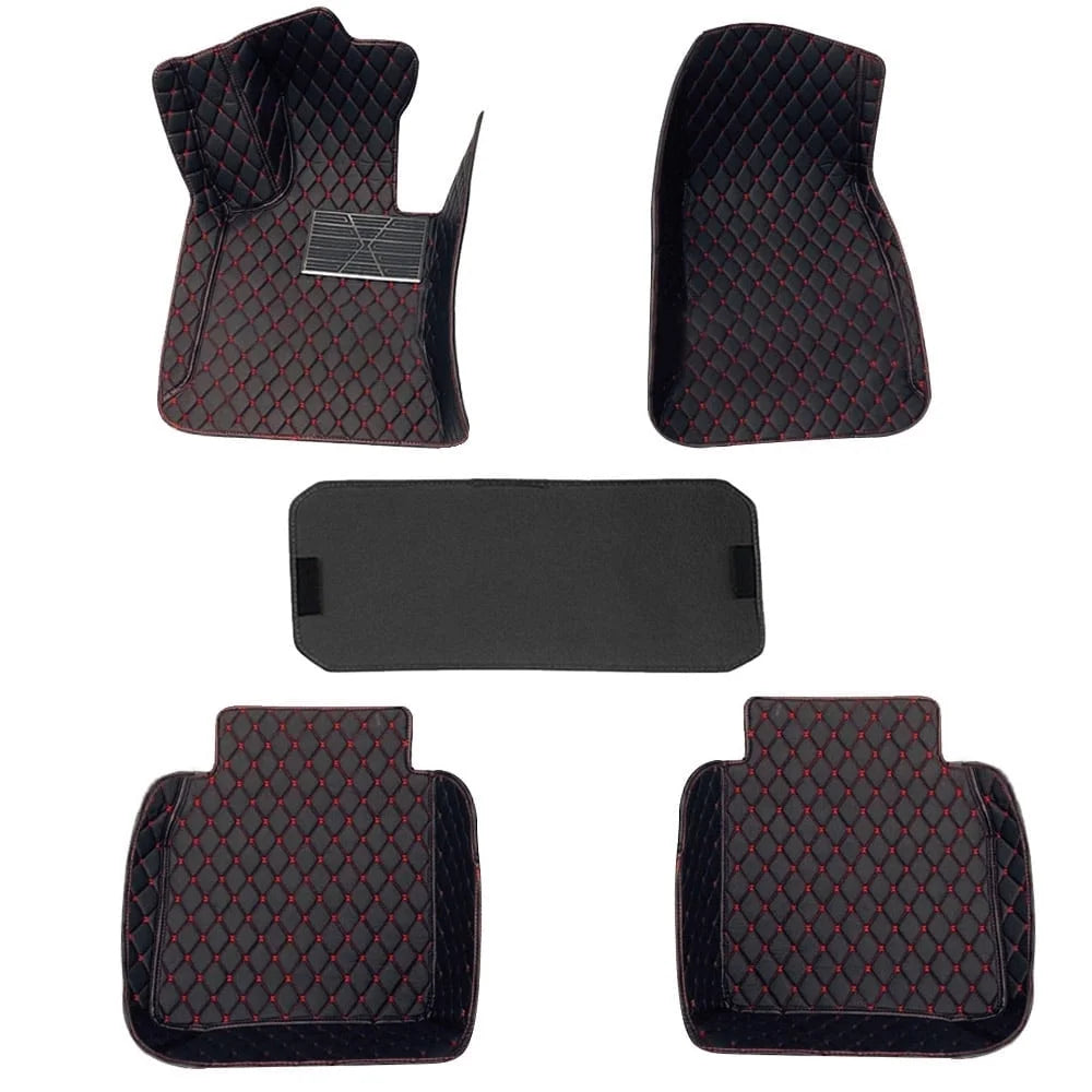 Car Floor Mats for Hyundai for Accent Full Coverage Auto Floor Mats All Weather Luxury Floor Liners Black and Red 5PCS