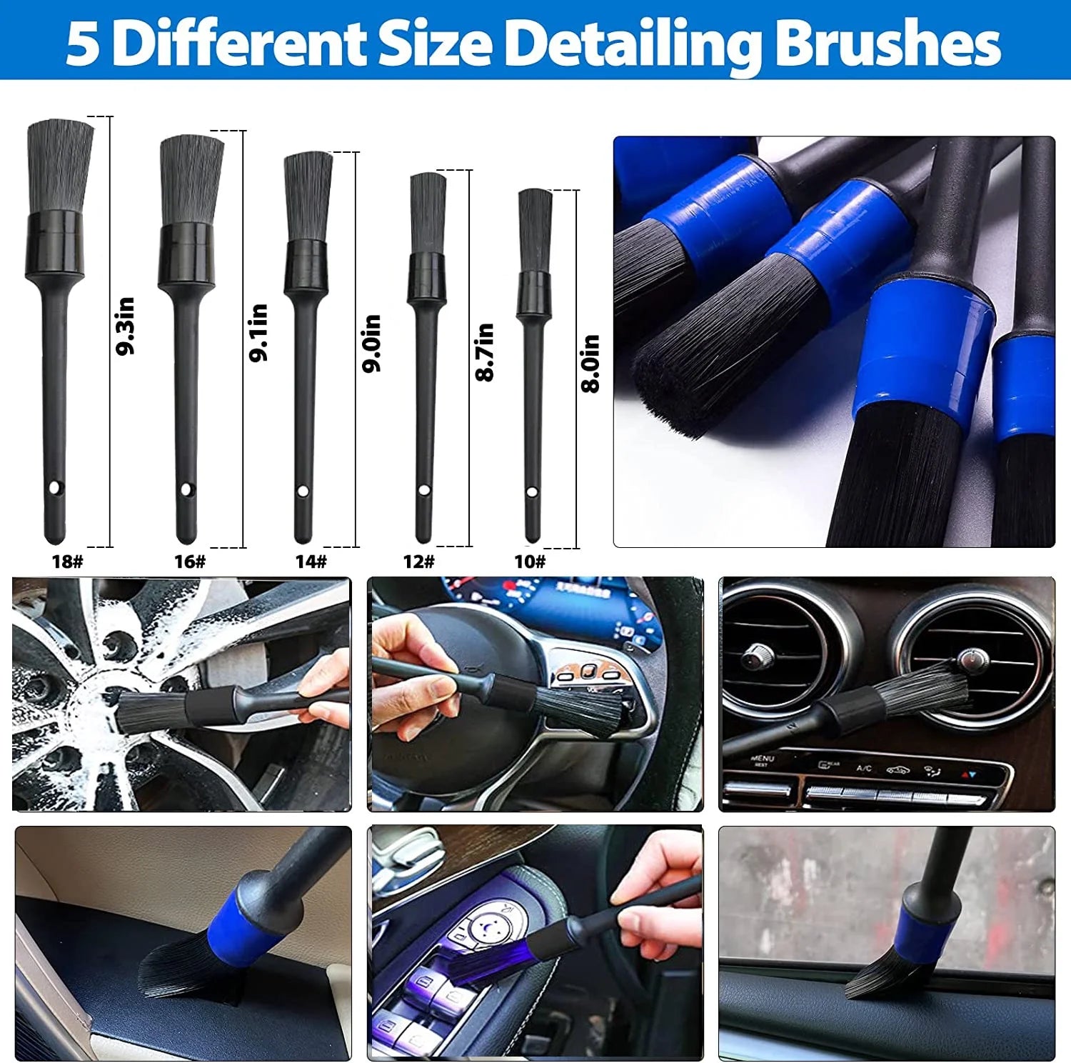 26Pcs Detail Brushes Car Detailing Kit Interior with Drill Brush Set, Detailing Brushes Car Cleaning Kit for Interior, Exterior, Windshield, Carpet, Leather, Air Vents