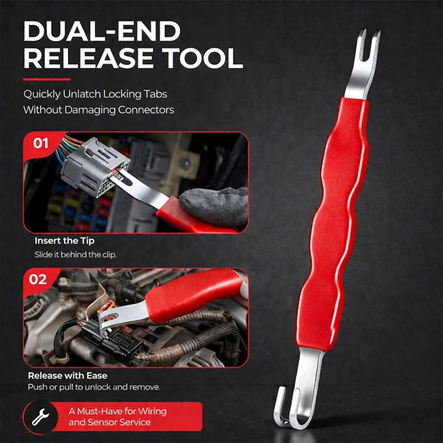 Automotive Electrical Disconnect Pliers Kit, Auto Repair Plier, 37960/37980/13120, 8In Automotive Tools Electrical Connector Pliers, Automotive Tools for Push Tab Style Plugs