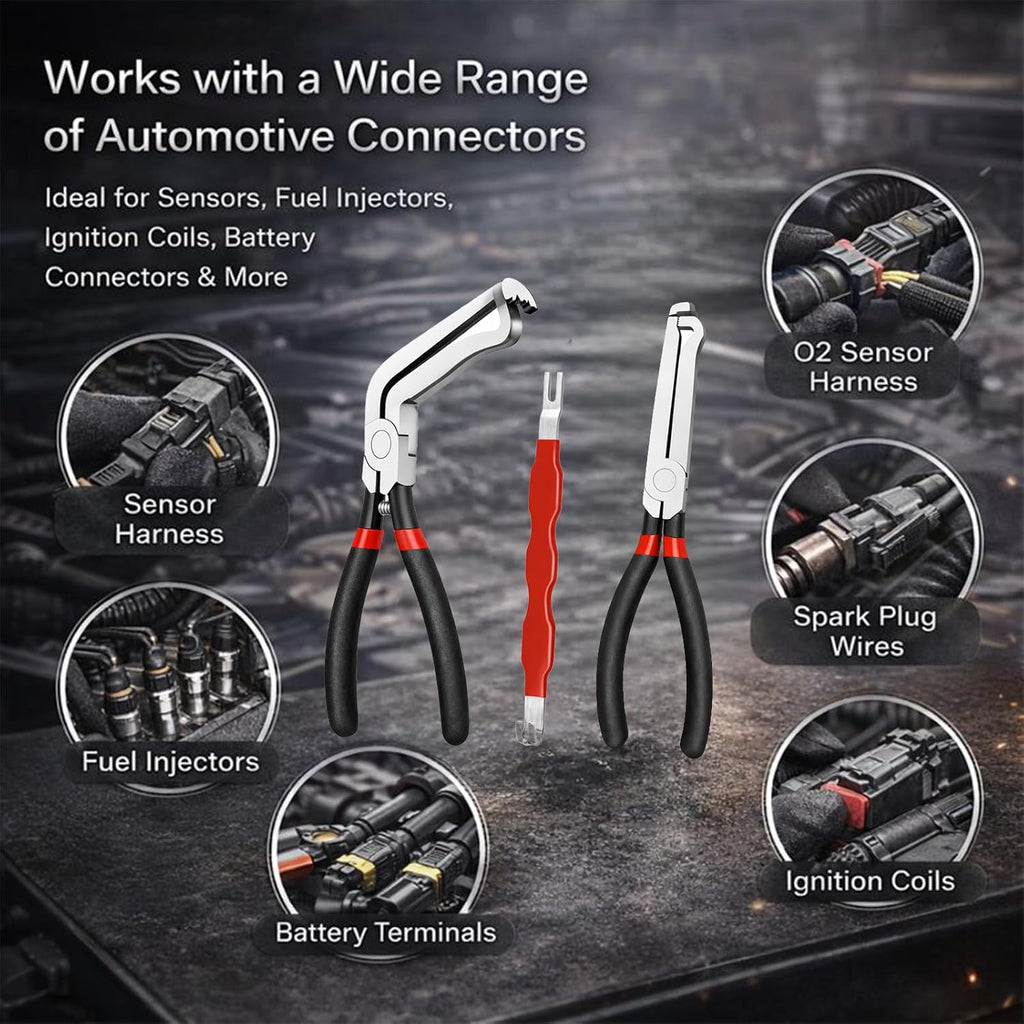 Automotive Electrical Disconnect Pliers Kit, Auto Repair Plier, 37960/37980/13120, 8In Automotive Tools Electrical Connector Pliers, Automotive Tools for Push Tab Style Plugs